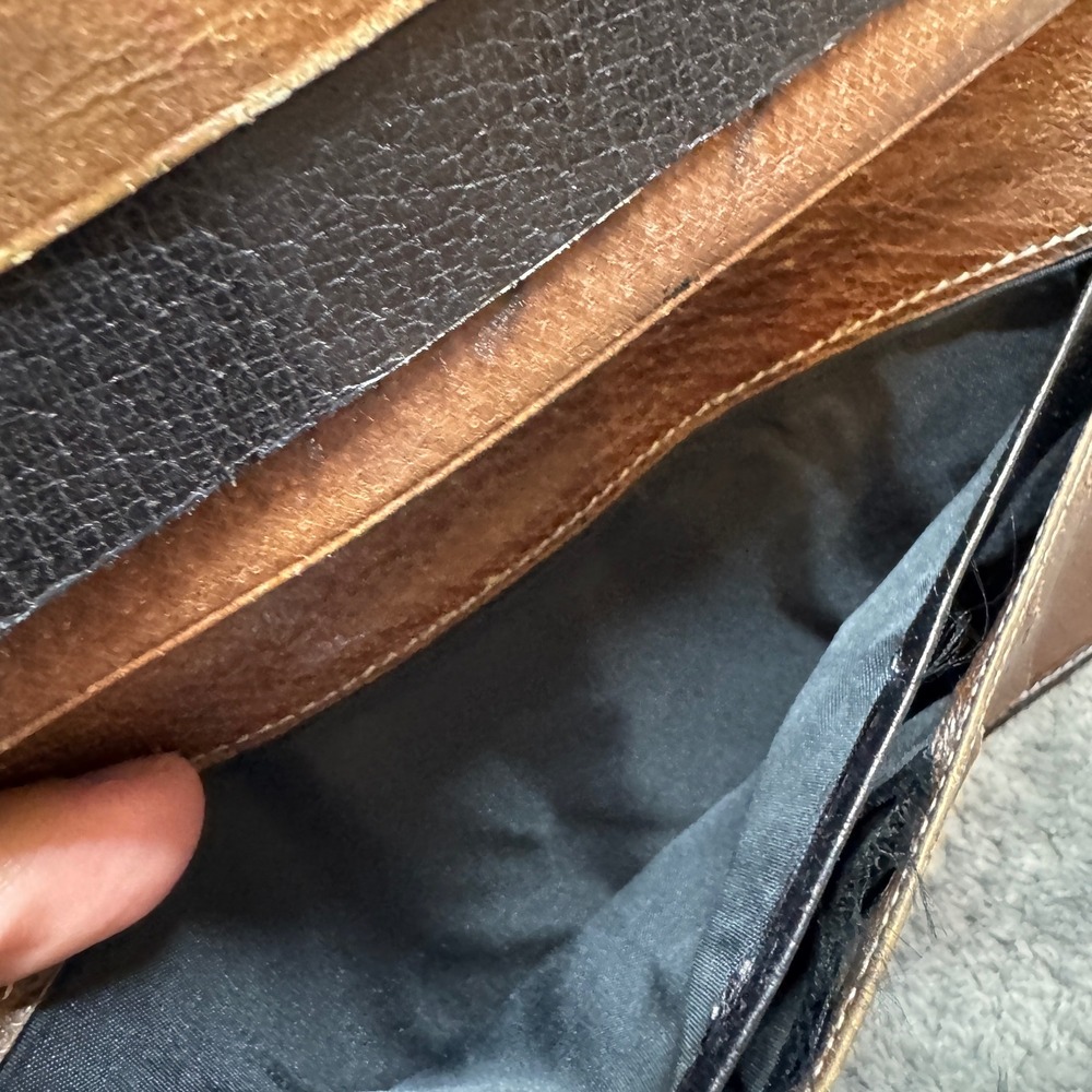 Vintage Gucci Accessory Collection Leather Long Wallet Brown Black Bifold - Picture 9 of 15